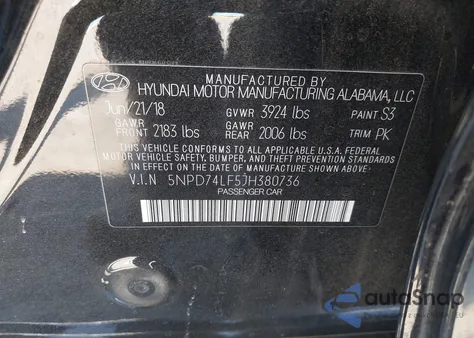 2018 Hyundai Elantra Se z USA, uszkodzony, nr VIN 5NPD74LF5JH380736